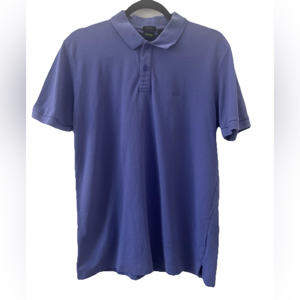 Hugo Boss Logo Polo Shirt Men's US Large Short Sleeve Purple L (0704)